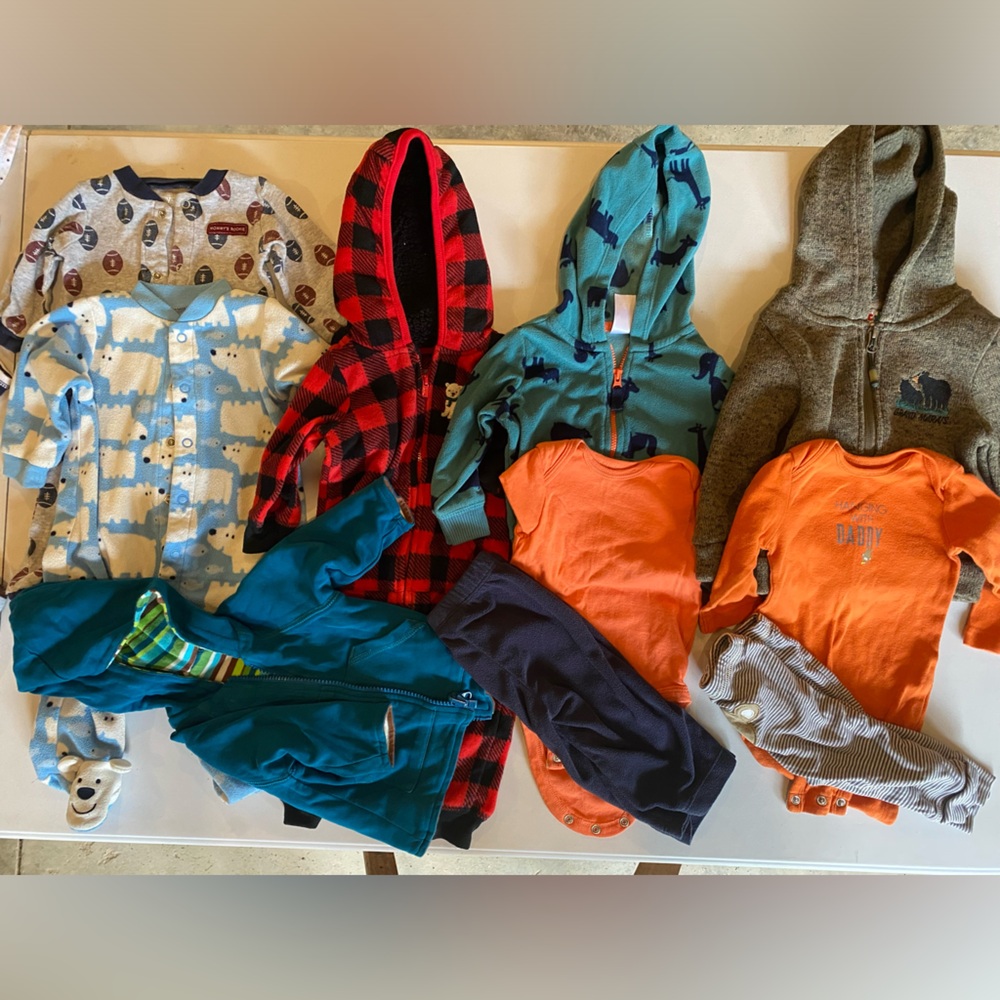 10 piece baby boy winter bundle; 6 months; mostly Carter’s brand